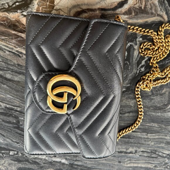 Gucci - GG Marmont Chain Wallet Matelasse Leather Bag - Picture 1 of 7
